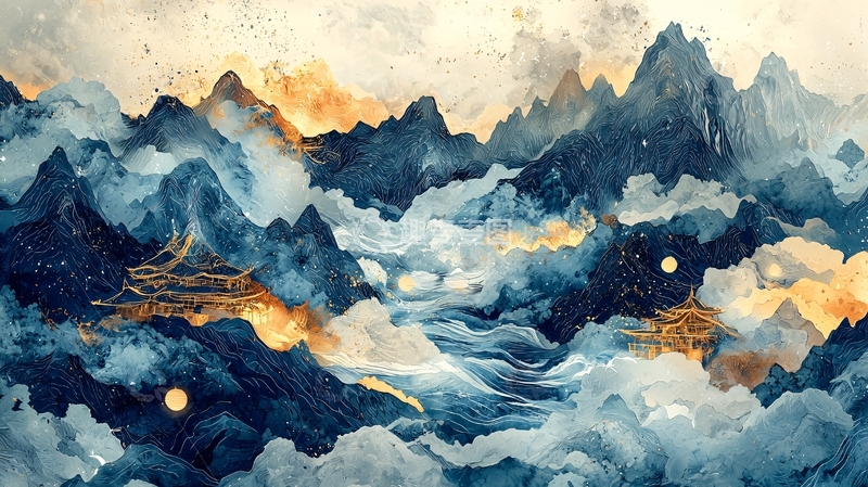 高清大图下载【趣麦麦图】水墨山水风格的群山