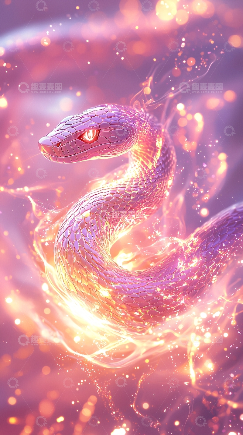 高清大图下载【趣麦麦图】粉色火焰蛇