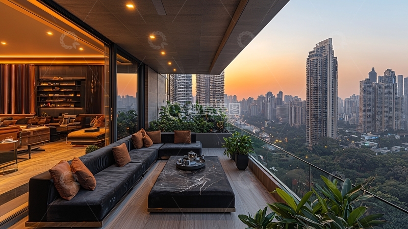 高清大图下载【趣麦麦图】现代都市景观阳台