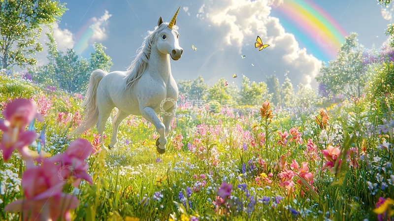 高清大图下载【趣麦麦图】彩虹独角兽梦幻草原