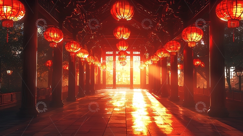 高清大图下载【趣麦麦图】红灯笼长廊