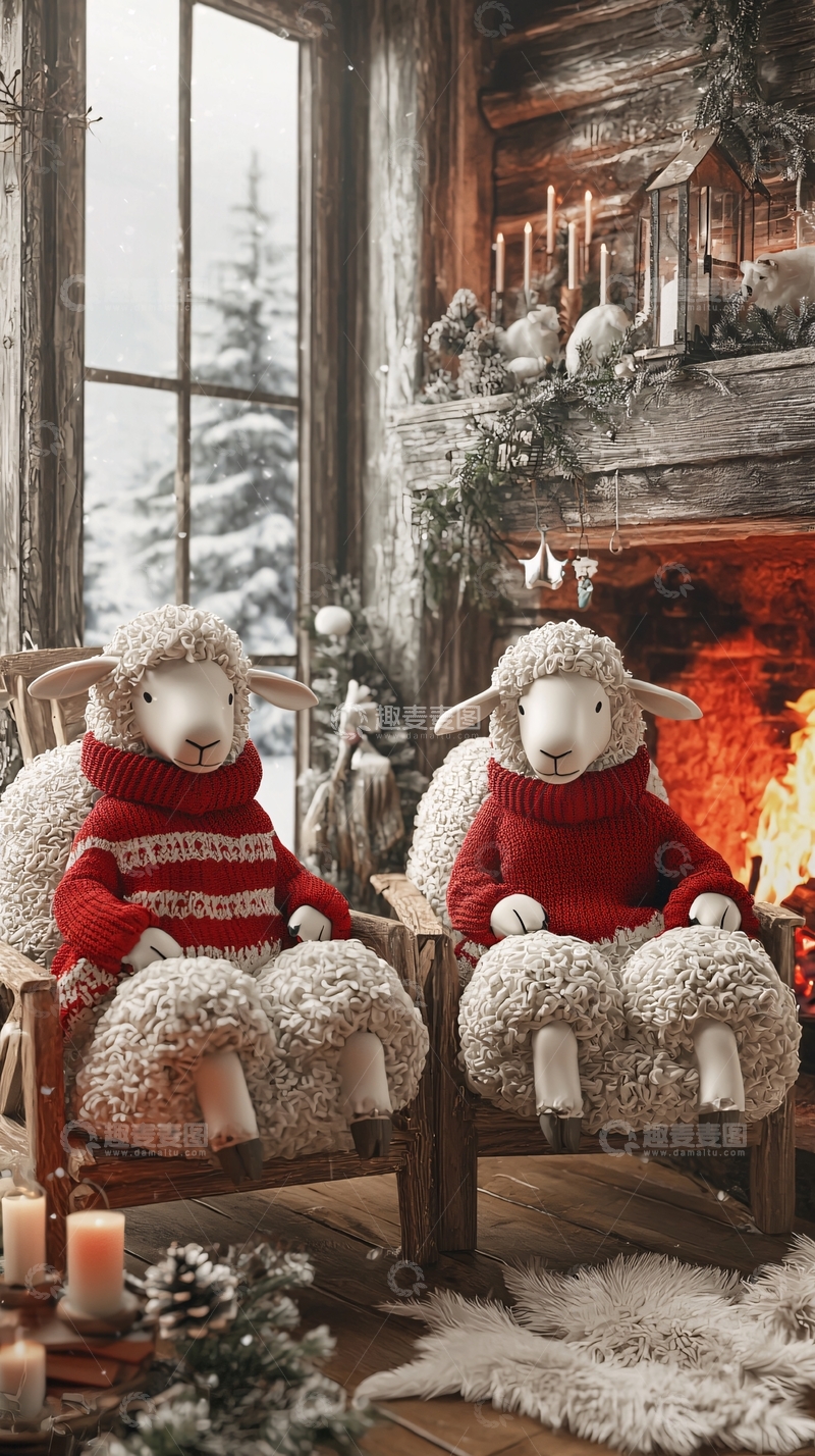 高清大图下载【趣麦麦图】穿着红毛衣的羊