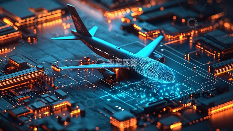 高清大图下载【趣麦麦图】飞机停在电路板上