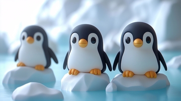 可爱企鹅冰块模型