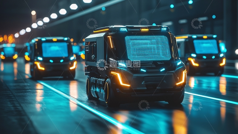 高清大图下载【趣麦麦图】未来城市自动驾驶货车