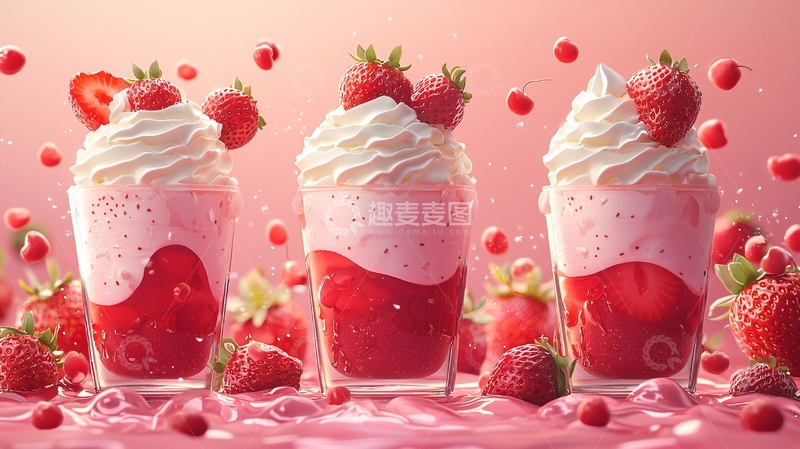 高清大图下载【趣麦麦图】草莓奶昔