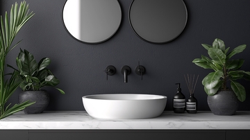 暗色系极简现代浴室