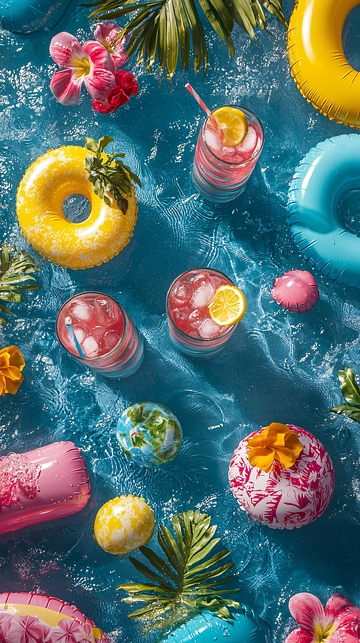 水面漂浮泳圈饮料