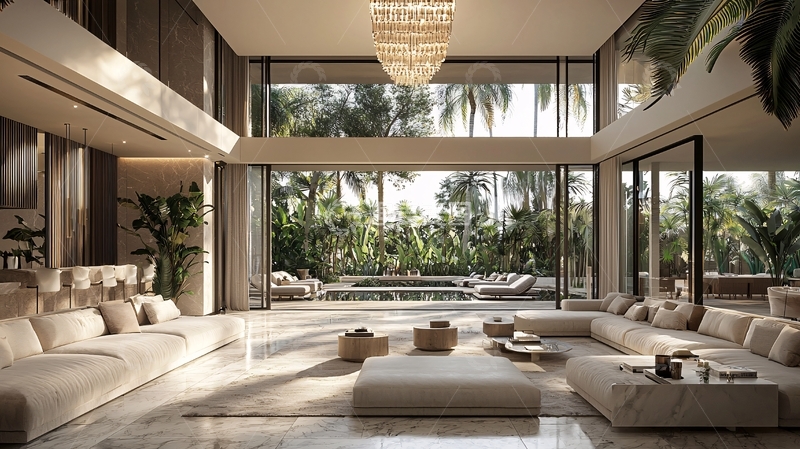 高清大图下载【趣麦麦图】现代极简别墅客厅