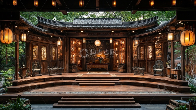 高清大图下载【趣麦麦图】中式庭院舞台