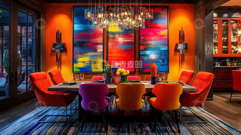 高清大图下载【趣麦麦图】橙色墙壁餐厅