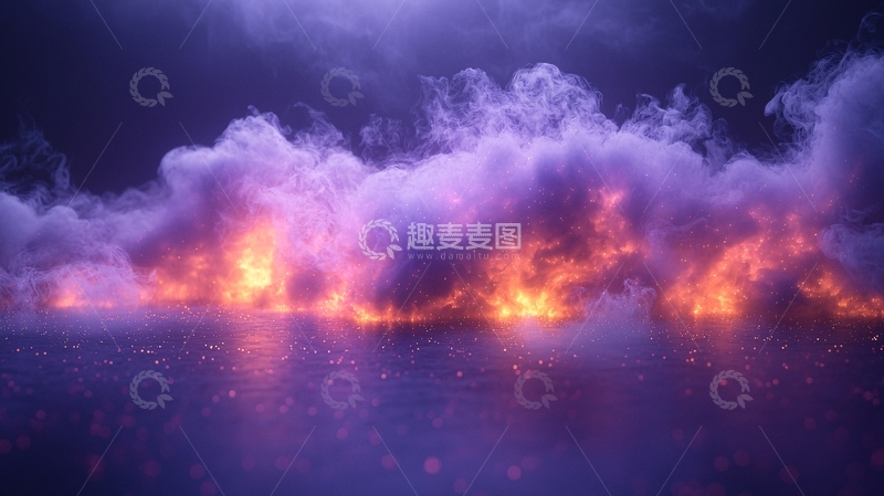 高清大图下载【趣麦麦图】紫色火焰云海