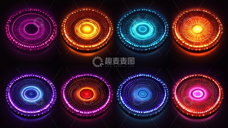 高清大图下载【趣麦麦图】圆形发光科技面板