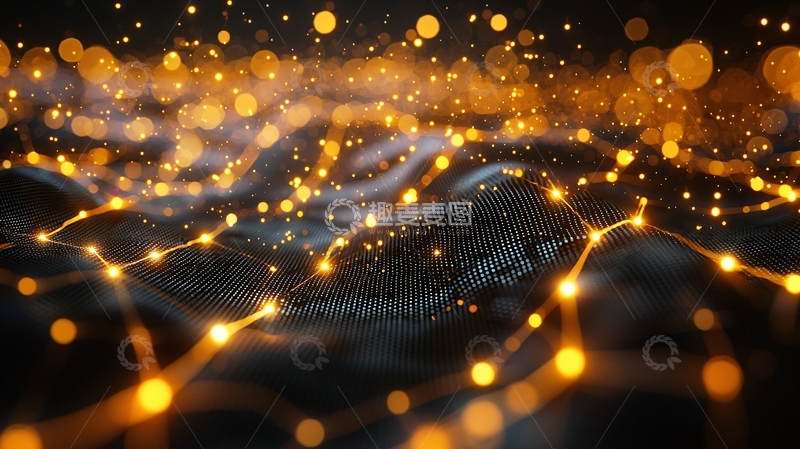 高清大图下载【趣麦麦图】发光线条连接的抽象背景
