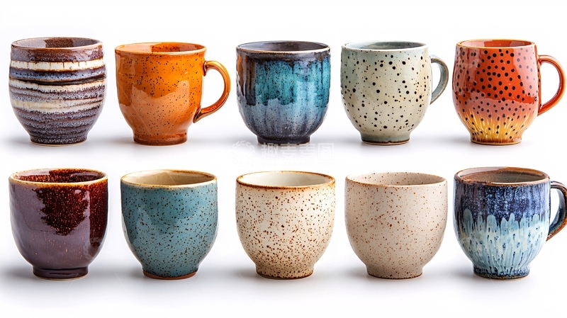 高清大图下载【趣麦麦图】-十个手工陶瓷马克杯