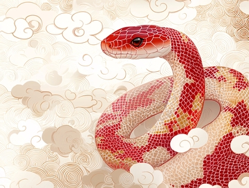 红白相间盘踞的蛇