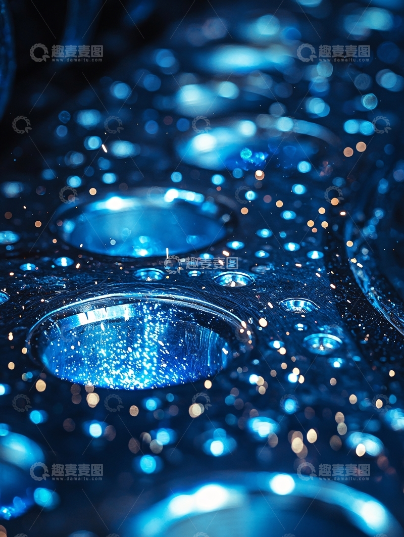 高清大图下载【趣麦麦图】蓝色闪耀光点水面
