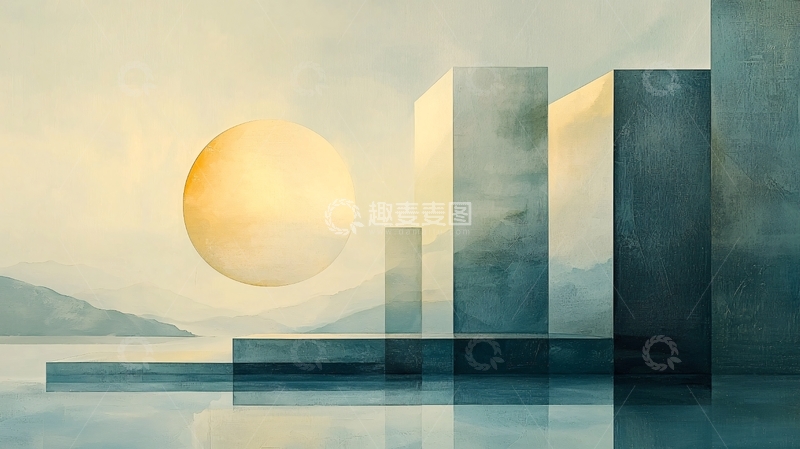 高清大图下载【趣麦麦图】极简风格城市朦胧景观