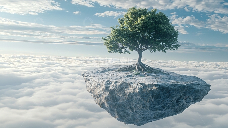 高清大图下载【趣麦麦图】云端上的孤树