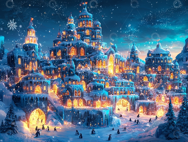 高清大图下载【趣麦麦图】梦幻雪景小镇