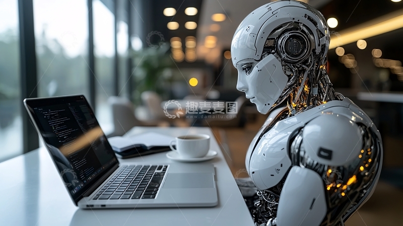 高清大图下载【趣麦麦图】机器人办公