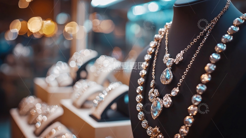 高清大图下载【趣麦麦图】模特展示多层项链