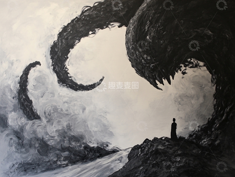 高清大图下载【趣麦麦图】黑白油画