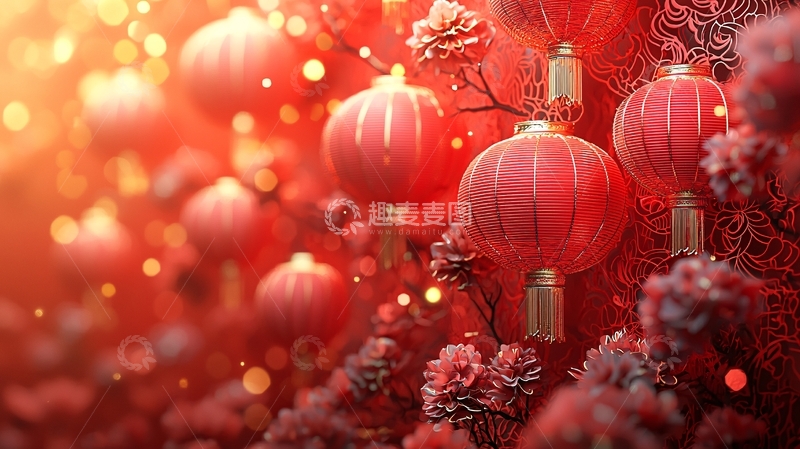 高清大图下载【趣麦麦图】红灯笼喜庆背景