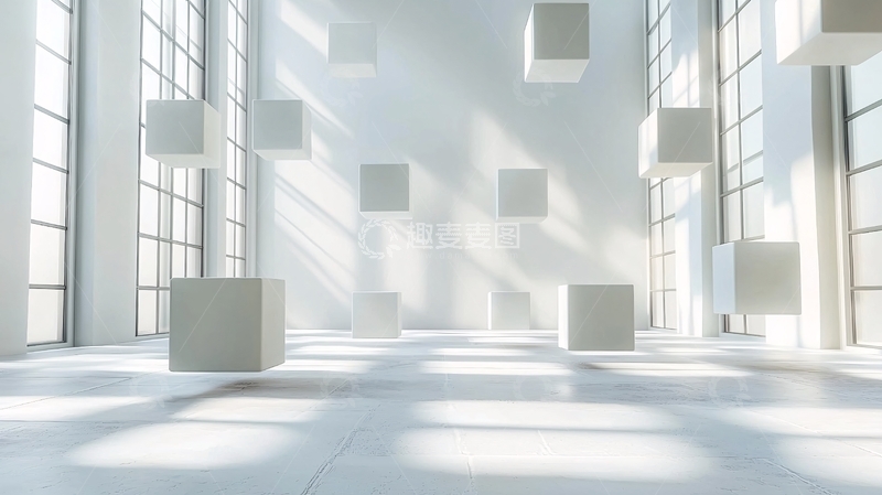 高清大图下载【趣麦麦图】白色空间悬浮方块