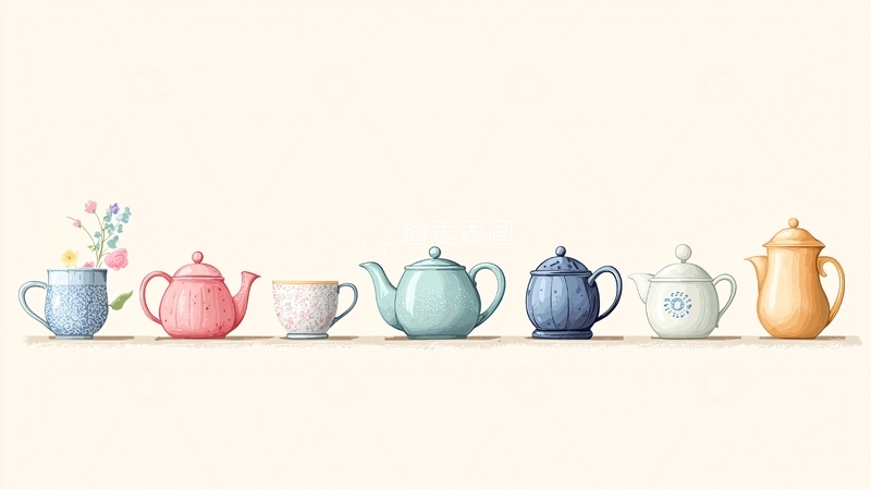 高清大图下载【趣麦麦图】彩色茶具