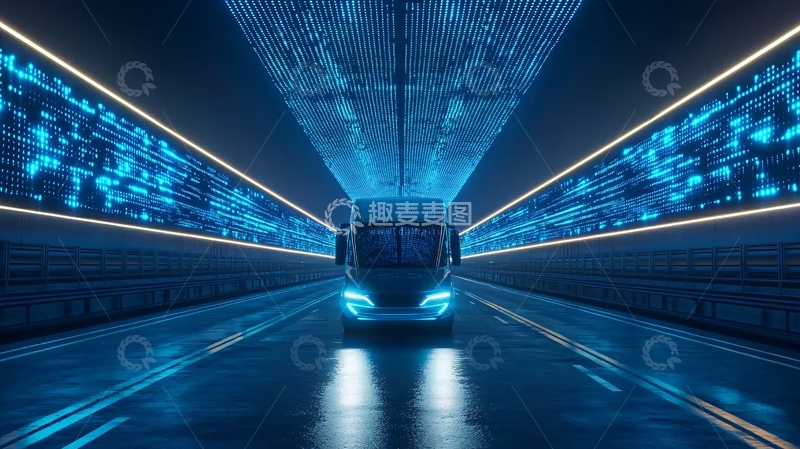 高清大图下载【趣麦麦图】未来科技感卡车隧道