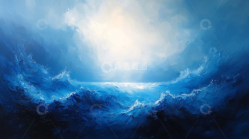 高清大图下载【趣麦麦图】蓝色波涛汹涌的大海