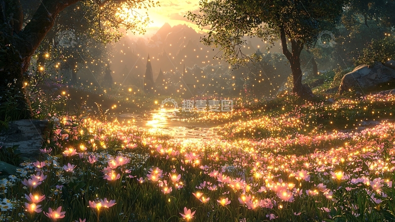 高清大图下载【趣麦麦图】梦幻森林黄昏