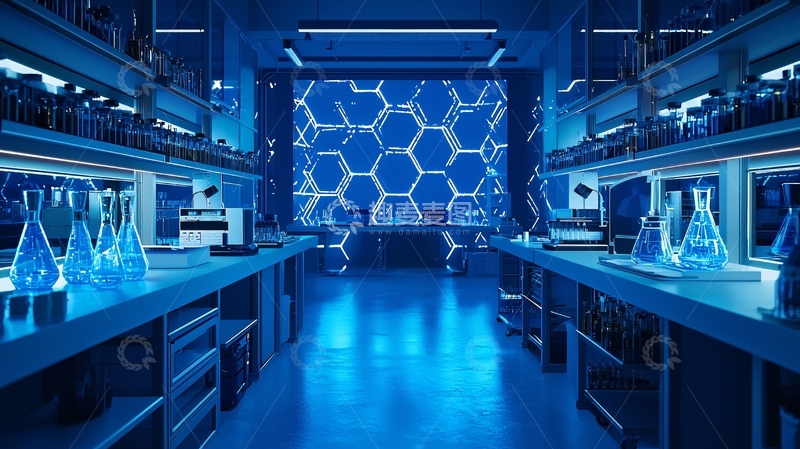 高清大图下载【趣麦麦图】蓝色科技感实验室
