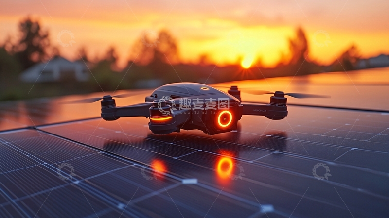 高清大图下载【趣麦麦图】无人机日落剪影