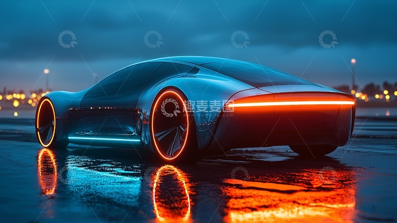 高清大图下载【趣麦麦图】炫酷未来感跑车夜景
