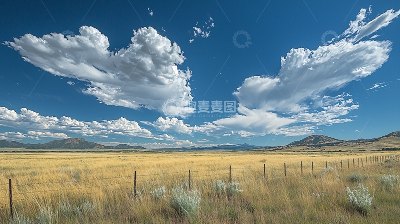 高清大图下载【趣麦麦图】广袤草原上的蓬松白云