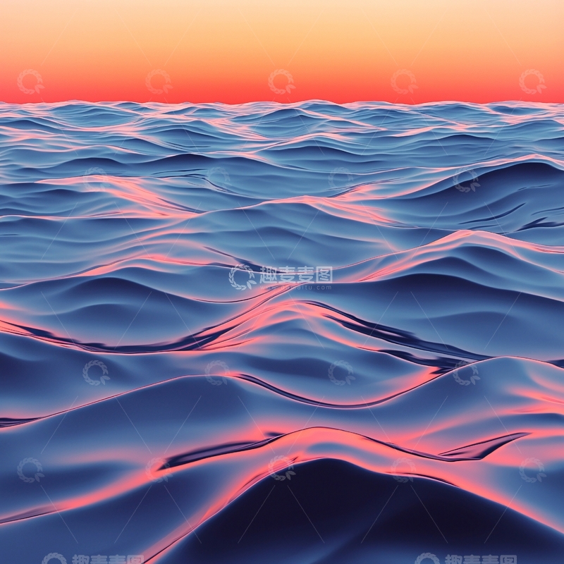 高清大图下载【趣麦麦图】平静海面上的日落