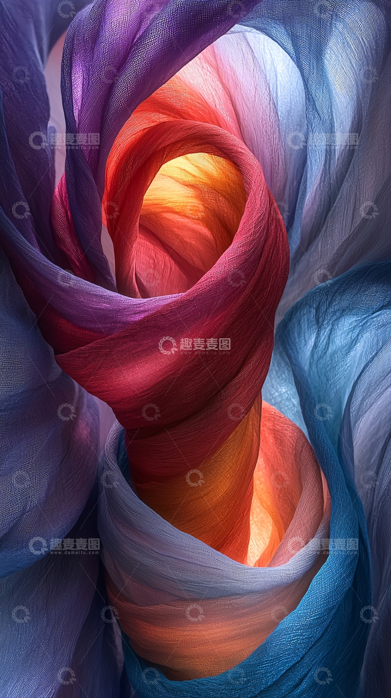 高清大图下载【趣麦麦图】色彩斑斓的丝绸旋转