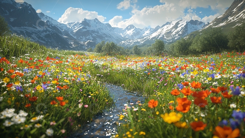 高清大图下载【趣麦麦图】鲜花盛开的山谷