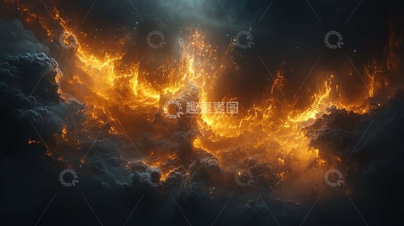 高清大图下载【趣麦麦图】黑暗宇宙中的火焰云