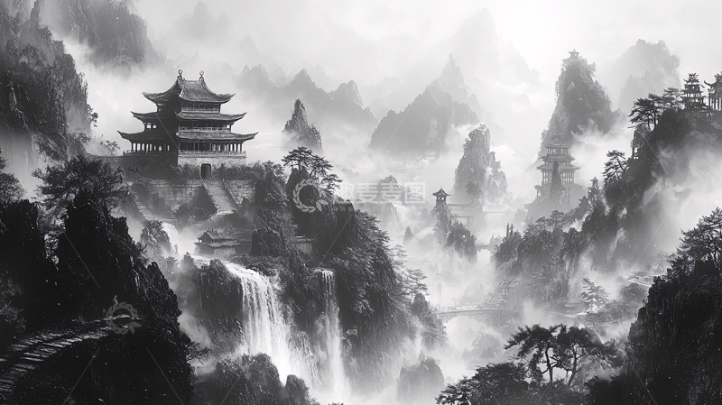 高清大图下载【趣麦麦图】水墨画山水