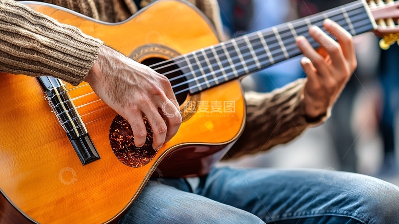 高清大图下载【趣麦麦图】吉他演奏者特写
