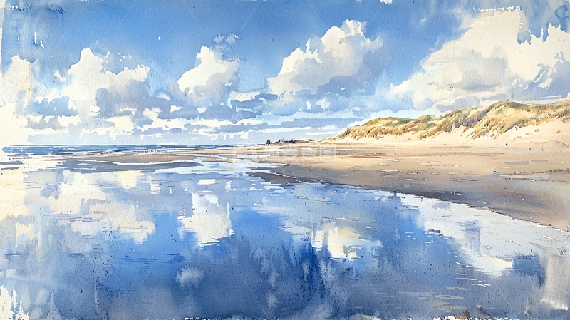 高清大图下载【趣麦麦图】水天一色沙滩风景