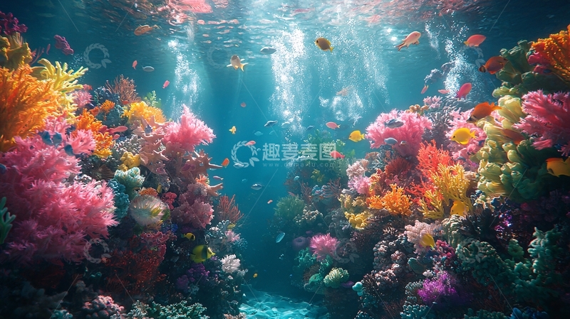 高清大图下载【趣麦麦图】海底珊瑚礁景观