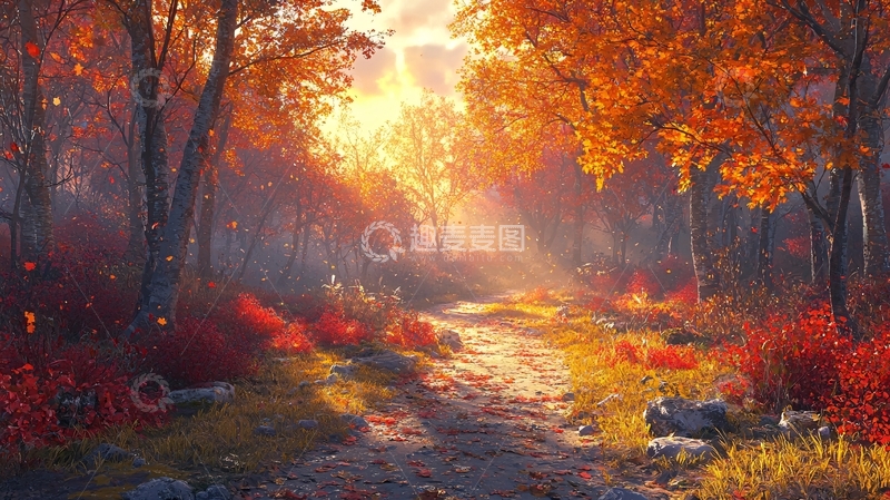 高清大图下载【趣麦麦图】秋日森林小路