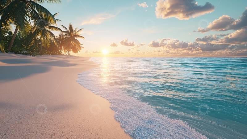 高清大图下载【趣麦麦图】热带海滩日落景色