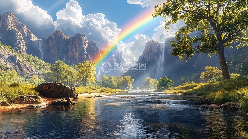 高清大图下载【趣麦麦图】彩虹山谷河流