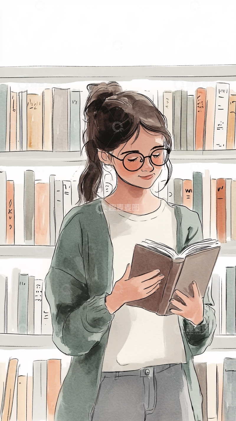 高清大图下载【趣麦麦图】书香女孩