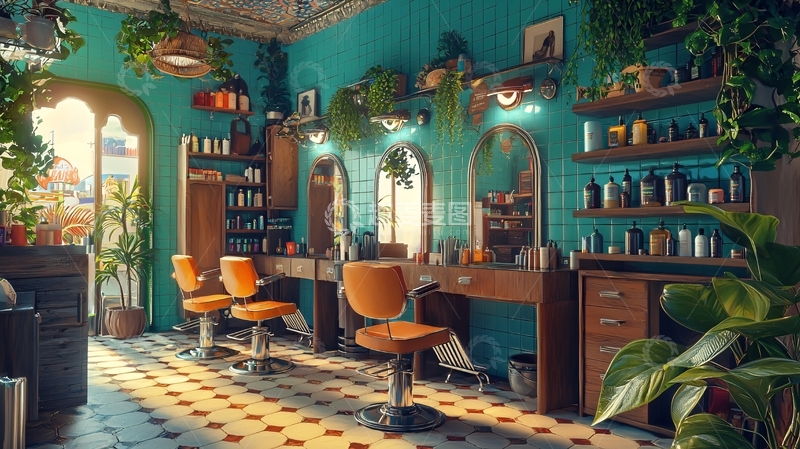 高清大图下载【趣麦麦图】复古理发店